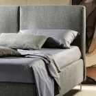 Cama doble de tela o terciopelo con contenedor Made in Italy - Ernesto Viadurini
