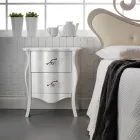 Cama doble de piel auténtica con colchón y 2 mesitas de noche Made in Italy - Laser Viadurini