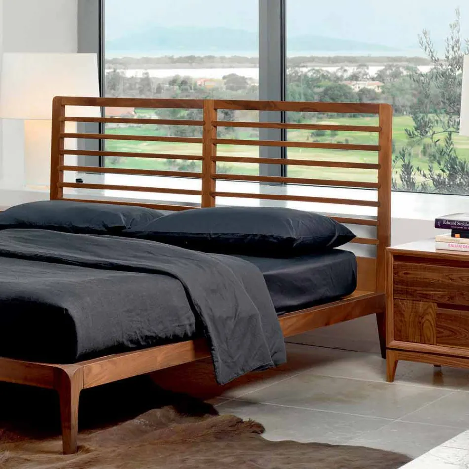 Made in Italy cama doble con base de nogal maciza Didimo Viadurini