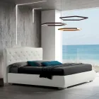 Cama doble moderna con cajón y cabecero acolchado - Londres Viadurini