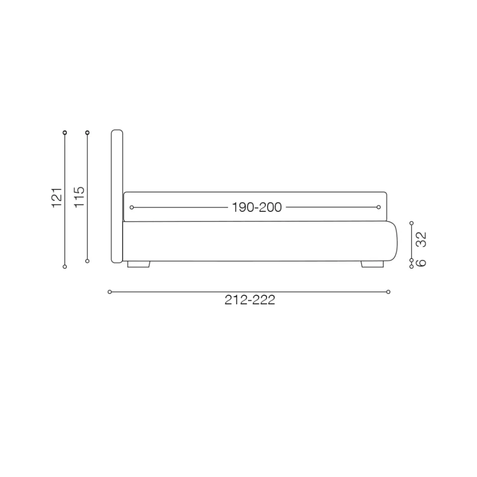 Cama doble moderna con cajón y cabecero acolchado - Londres Viadurini