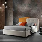 Cama doble de diseño moderno en terciopelo gris y naranja - Plorifon Viadurini
