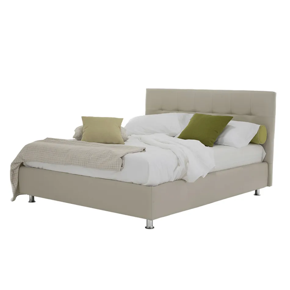 Cama doble moderna de lujo con caja de almacenamiento Made in Italy - Orfei Viadurini
