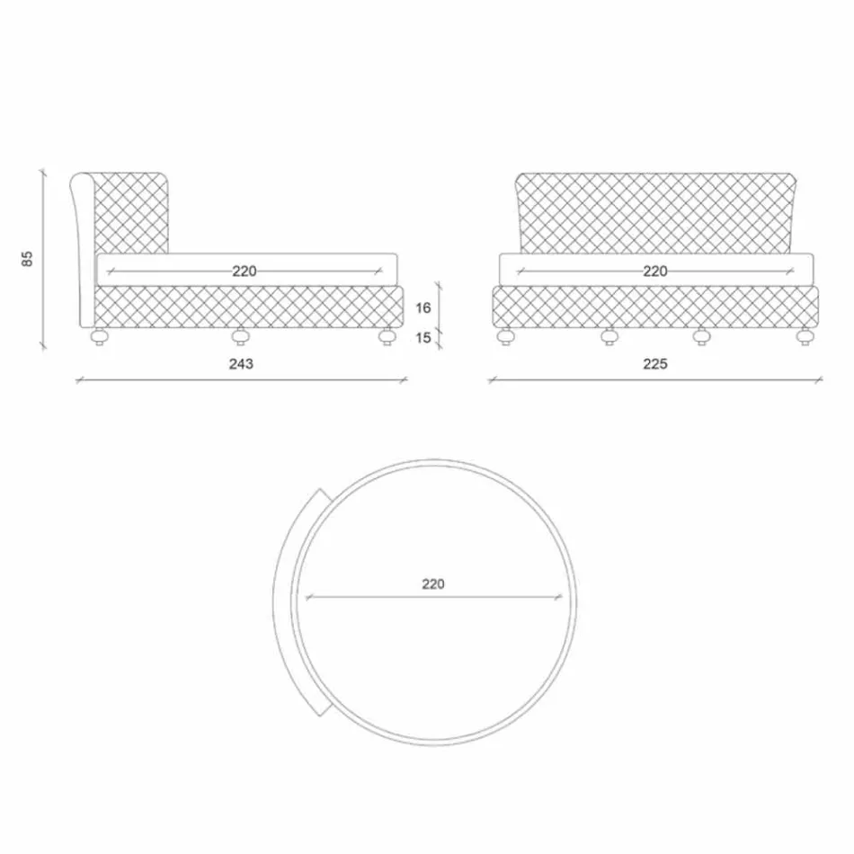 Cama doble redonda moderna de lujo en piel sintética Made in Italy - Dream Viadurini