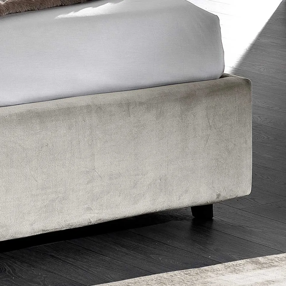 Cama Doble Moderna Tapizada con Diseño Acolchado o Liso - Aftamo Viadurini