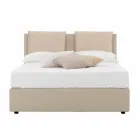 Cama doble moderna de cuero y tela Made in Italy - Zeldo Viadurini
