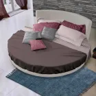 Cama de matrimonio de diseño redondo cubierta con tela Made in Italy - Rello Viadurini