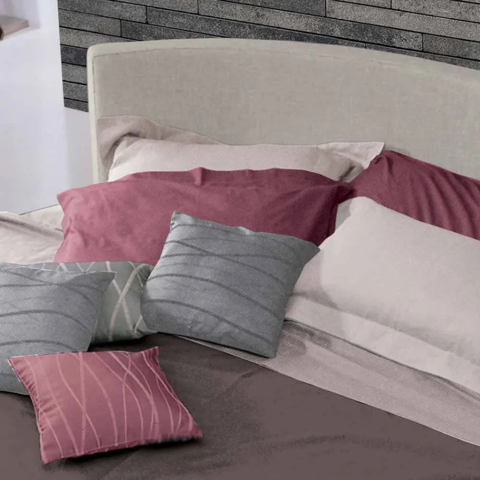 Cama de matrimonio de diseño redondo cubierta con tela Made in Italy - Rello Viadurini