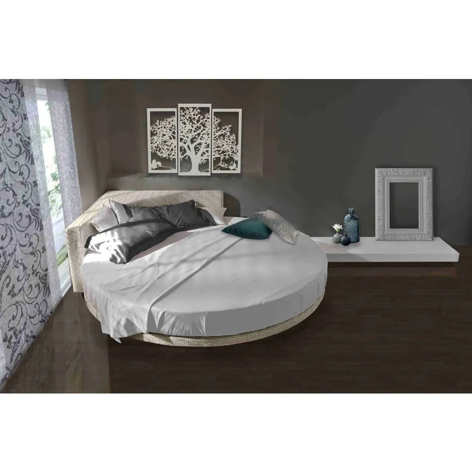 Cama doble redonda moderna con cabecera angular Made in Italy - Tima Viadurini