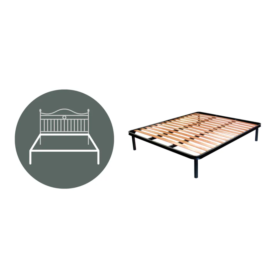 Cabecero De Cama Doble De Hierro Tubular Marrón Antiguo Dorado - Tamaño Viadurini