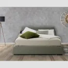 Cama doble moderna con cofre de tela o cuero ecológico Made in Italy - Minerva Viadurini