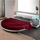 Cama doble redonda tapizada en ecopiel de diseño Made in Italy - Vesio Viadurini