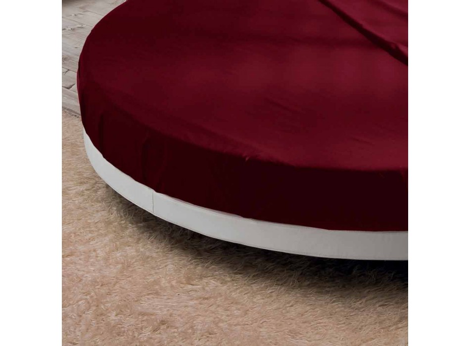 Cama doble redonda tapizada en ecopiel de diseño Made in Italy - Vesio