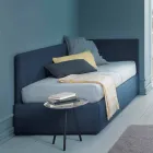Cama esquinera individual, con cabecero Line4 Bolzan y panel lateral Viadurini
