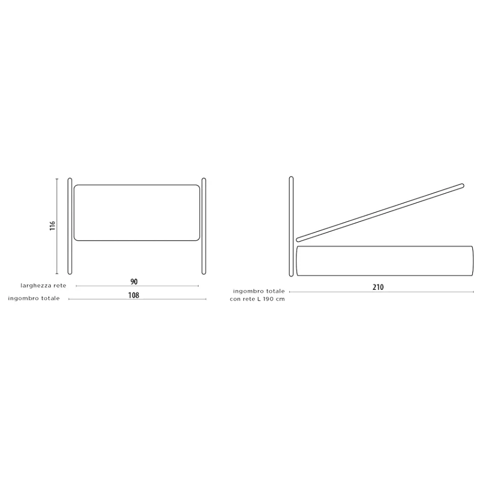 Cama individual con cabecero y pies acolchados Made in Italy - Aaron Viadurini