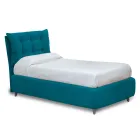 Cama individual con cabecero y pies acolchados Made in Italy - Aaron Viadurini