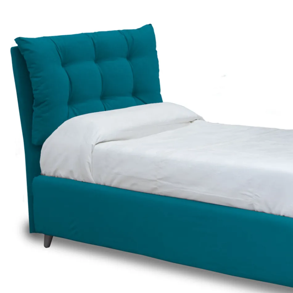 Cama individual con cabecero y pies acolchados Made in Italy - Aaron Viadurini