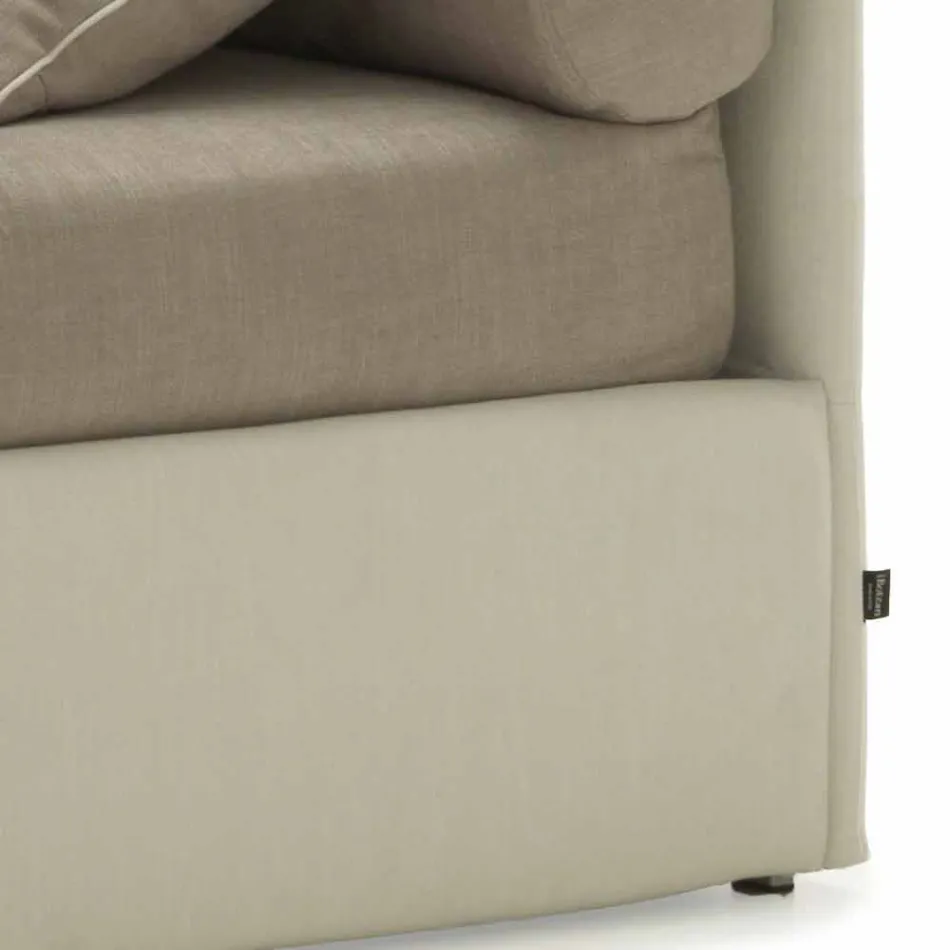 Cama simple con cabecera, estructura de hierro y madera Line de Bolzan Viadurini