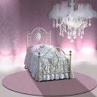 Cama individual en Hierro forjado turquesa Viadurini