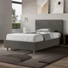 Cama Queen Size de 120x200 cm con cabecero de microfibra, fabricada en Italia - Pallone Viadurini