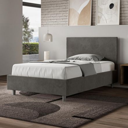 Cama Queen Size de 120x200 cm con cabecero de microfibra, fabricada en Italia - Pallone Viadurini