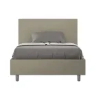 Cama Queen Size de 120x200 cm con cabecero de piel sintética, fabricada en Italia - Pallone Viadurini