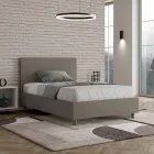 Cama Queen Size de 120x200 cm con cabecero de piel sintética, fabricada en Italia - Pallone Viadurini