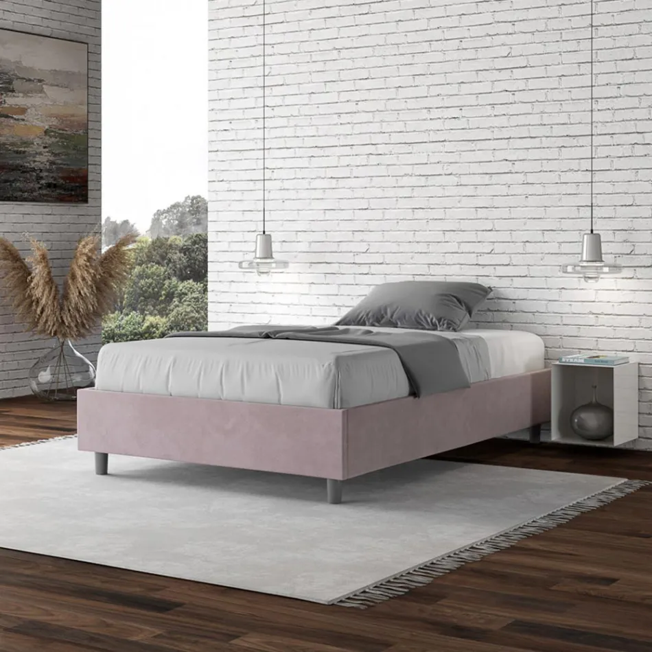 Cama Queen Size de 120x200 cm, tapizada en microfibra, fabricada en Italia - Athlete Viadurini