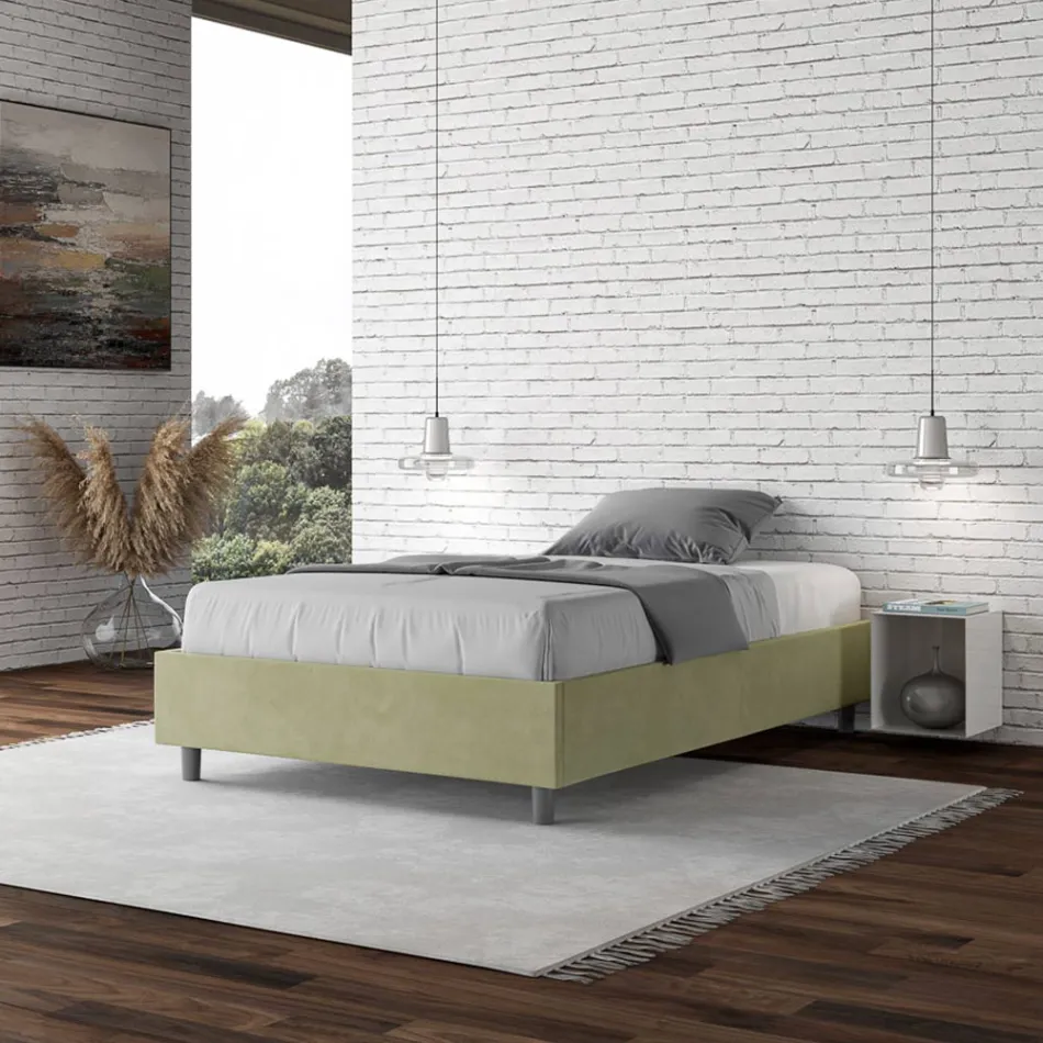 Cama Queen Size de 120x200 cm, tapizada en microfibra, fabricada en Italia - Athlete Viadurini