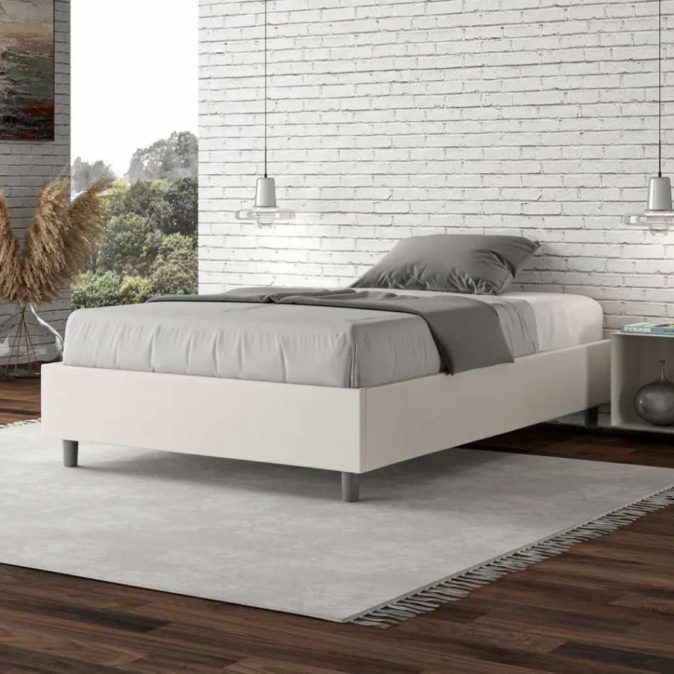 Cama Queen Size de 120x200 cm tapizada en piel sintética, fabricada en Italia - Athlete Viadurini