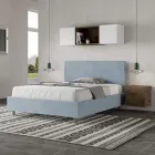Cama doble de 140 x 200 cm con cabecero de microfibra fabricada en Italia - Pallone Viadurini