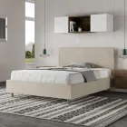 Cama doble de 140 x 200 cm con cabecero de microfibra fabricada en Italia - Pallone Viadurini