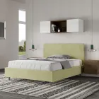 Cama doble de 140 x 200 cm con cabecero de microfibra fabricada en Italia - Pallone Viadurini