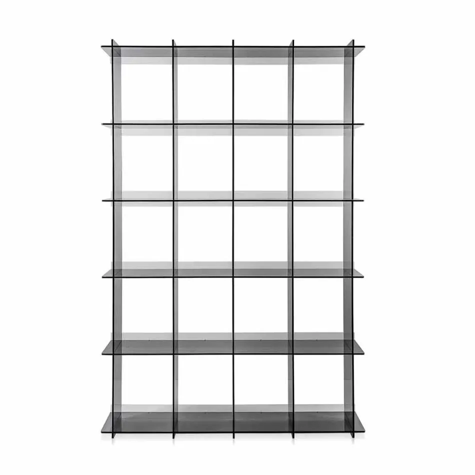 Librería de pared de diseño contemporáneo en plexiglás ahumado Sfera4 Viadurini