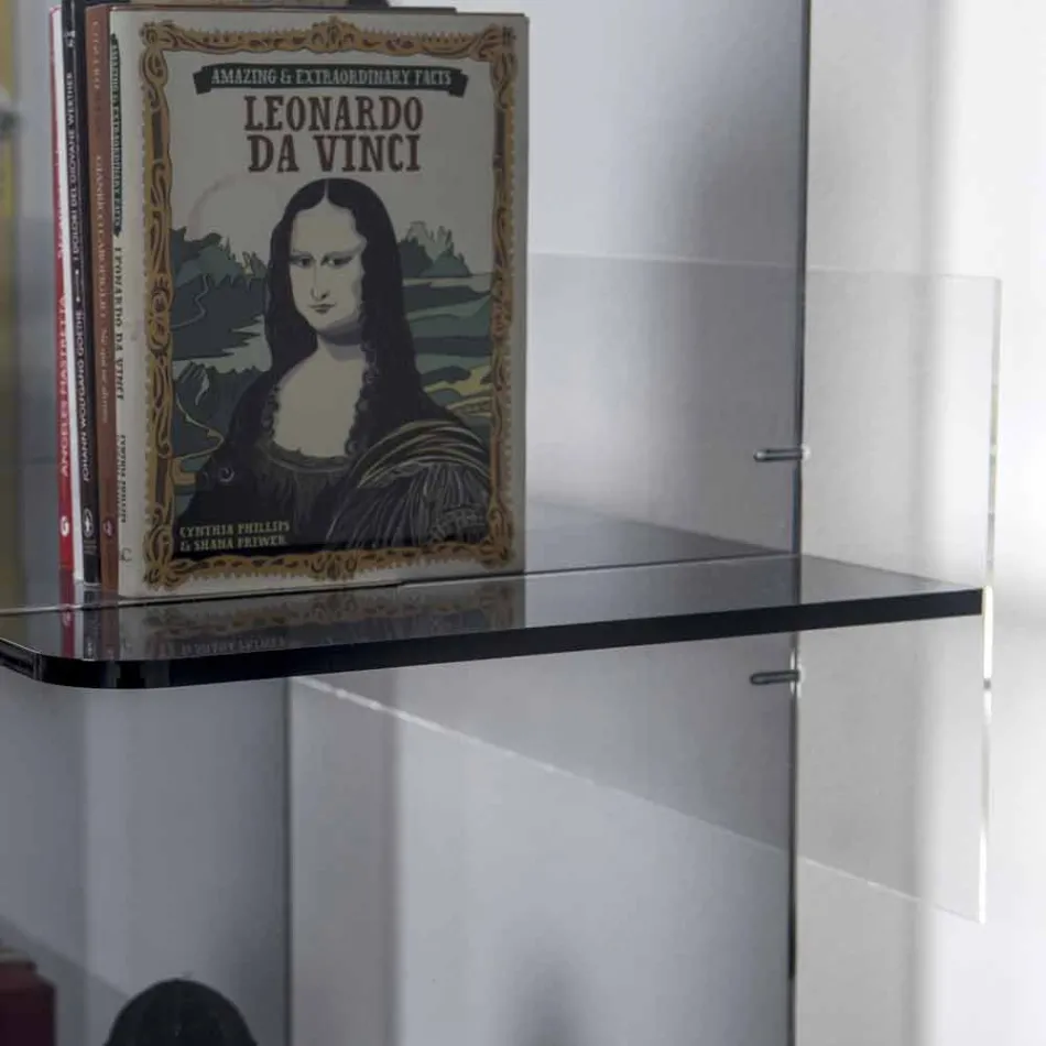 Librería de pared de diseño contemporáneo en plexiglás ahumado Sfera4 Viadurini