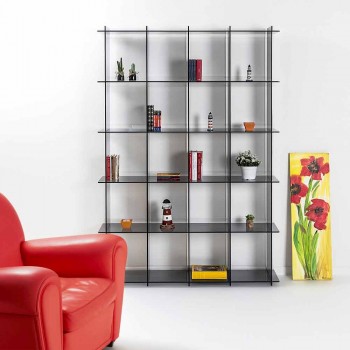 Librería de pared de diseño contemporáneo en plexiglás ahumado Sfera4