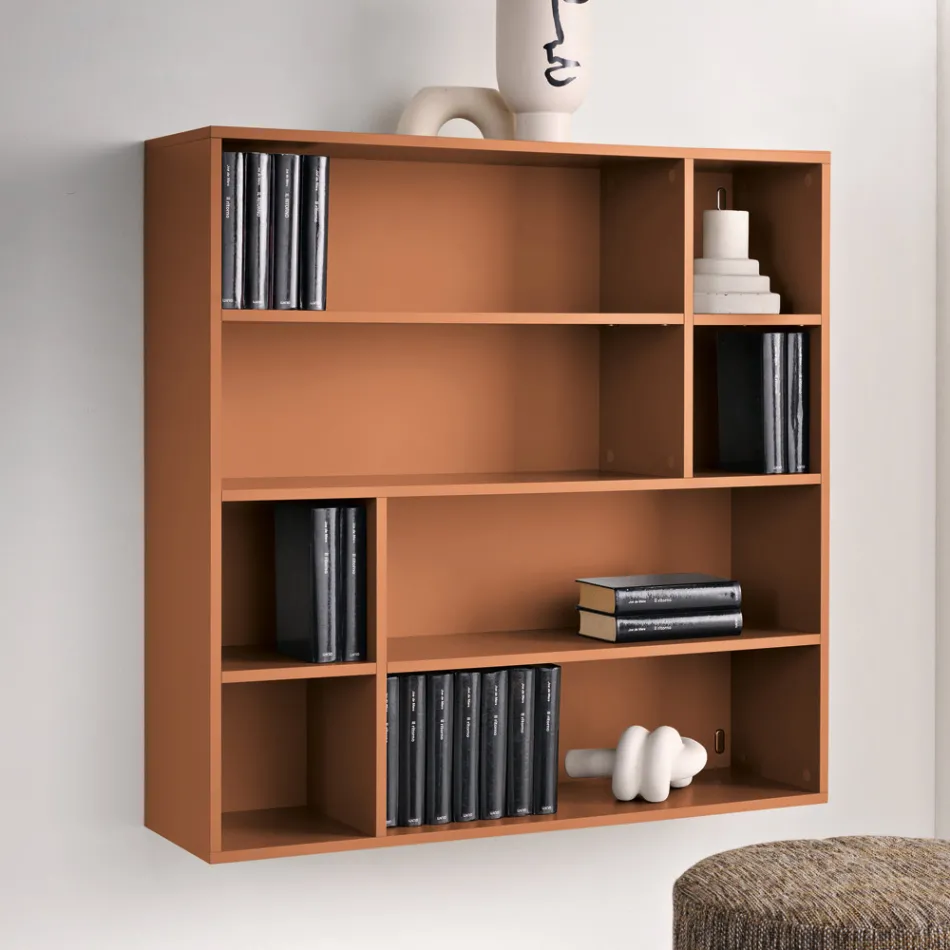 Librería de pared de diseño en melamina en varios colores, fabricada en Italia - Kea Viadurini