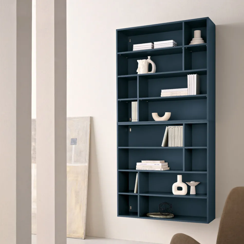 Librería de pared de diseño en melamina en varios colores, fabricada en Italia - Kea Viadurini