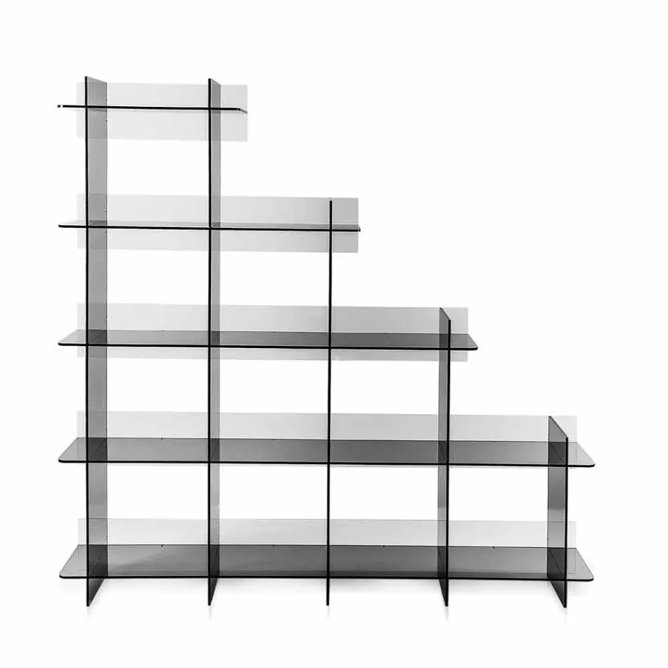 Librería de pared ahumada Sfera3 L180 x H180 x D30 cm, hecha en Italia Viadurini