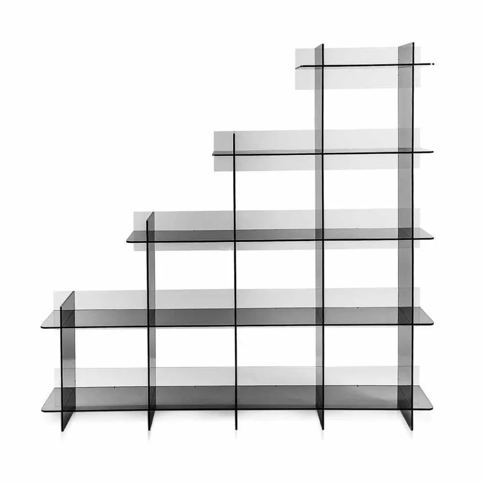 Librería de pared ahumada Sfera3 L180 x H180 x D30 cm, hecha en Italia Viadurini