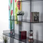 Librería de pared ahumada Sfera3 L180 x H180 x D30 cm, hecha en Italia Viadurini