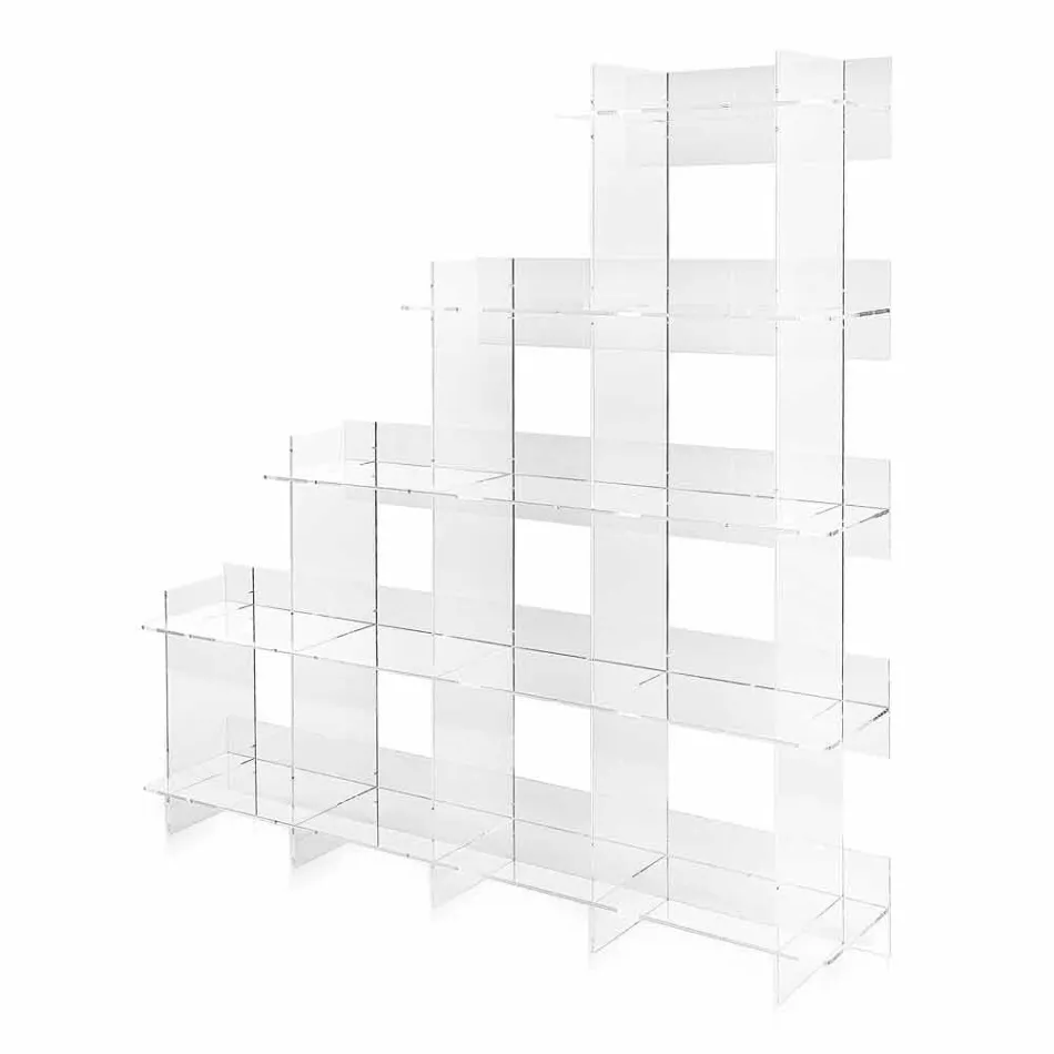 Librería de pared transparente Sfera3 L180 x H180 x P30 cm, fabricada en Italia Viadurini