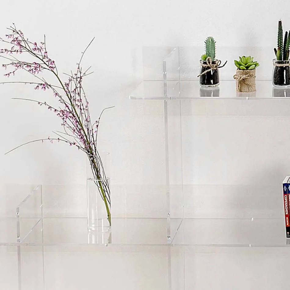 Librería de pared transparente Sfera3 L180 x H180 x P30 cm, fabricada en Italia Viadurini