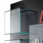 Estantería de pared con panel de madera negra y estantes de vidrio 2 tamaños - Albahaca Viadurini