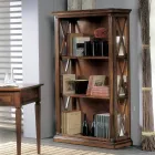 Librería alta con estructura de madera y compartimentos abiertos Made in Italy - Fauno Viadurini
