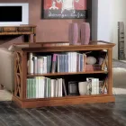Librería baja con estructura de madera y compartimentos abiertos Made in Italy - Fauno Viadurini