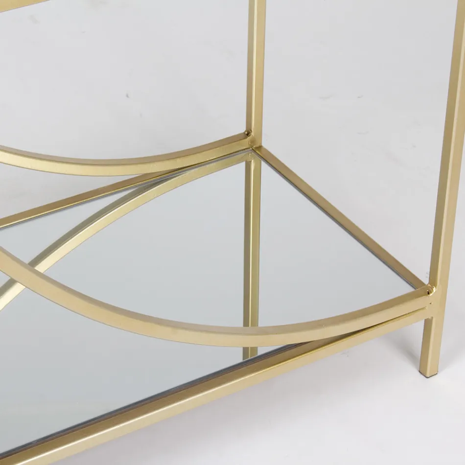 Librería baja de acero y 3 estantes de vidrio de diseño elegante - Noralea Viadurini