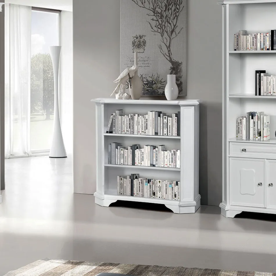 Librería con 3 compartimentos abiertos en madera contrachapada Made in Italy - Epona Viadurini