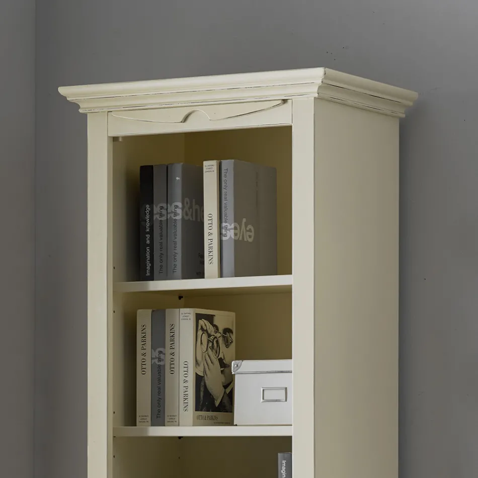 Librería con 4 compartimentos y 1 puerta de madera Made in Italy - Lofn Viadurini
