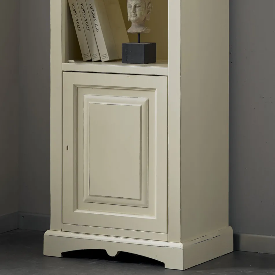 Librería con 4 compartimentos y 1 puerta de madera Made in Italy - Lofn Viadurini
